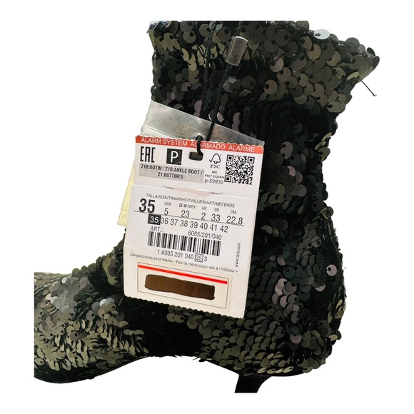Zara Sequin Fabric / Velvet Ankle Boots - Black - Picture 14 of 15